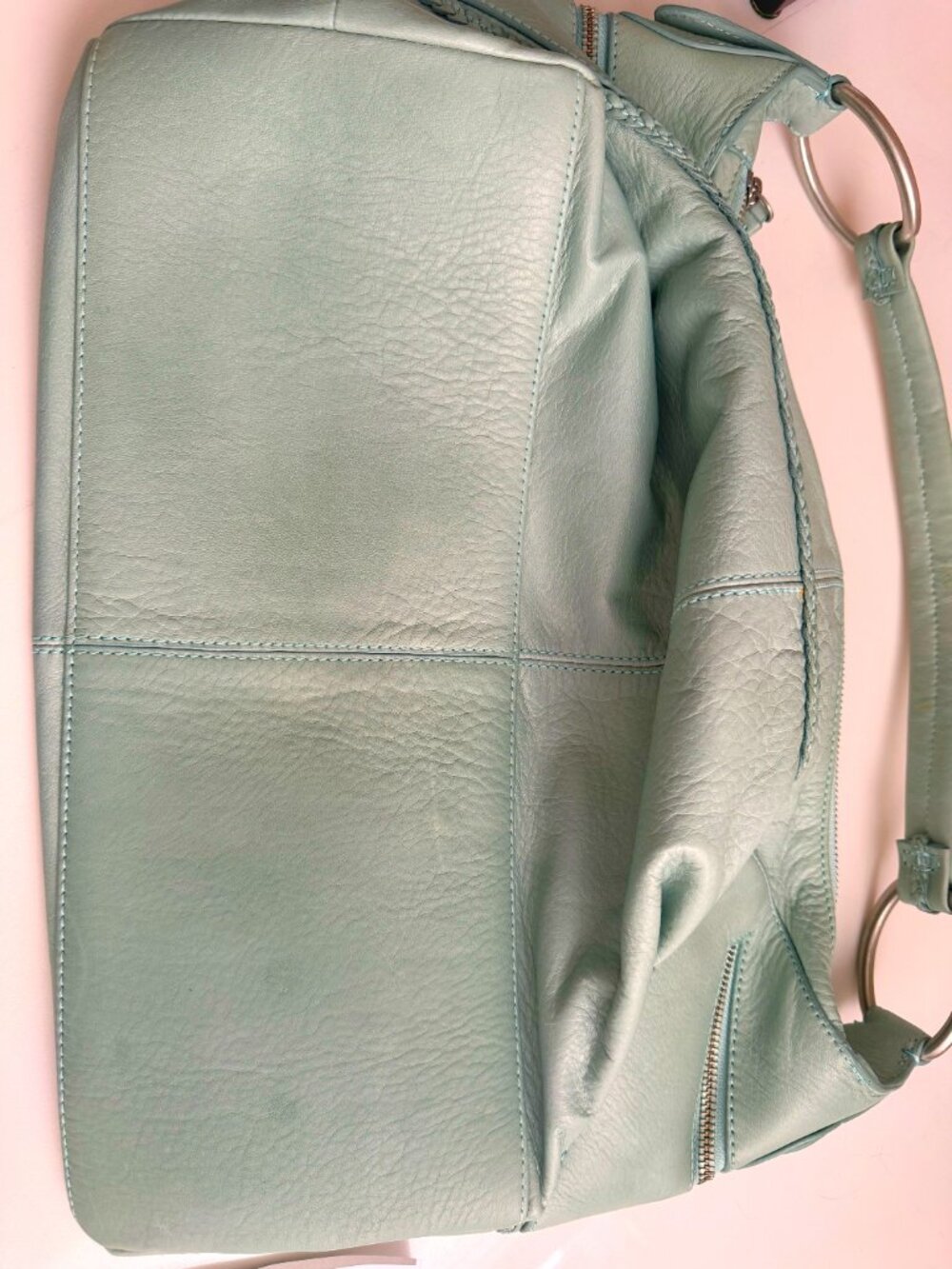 SIGRID OLSEN Aqua Sea Green Blue buttery Leather Hobo Purse NEW WITHOUT TAGS - Picture 11 of 11